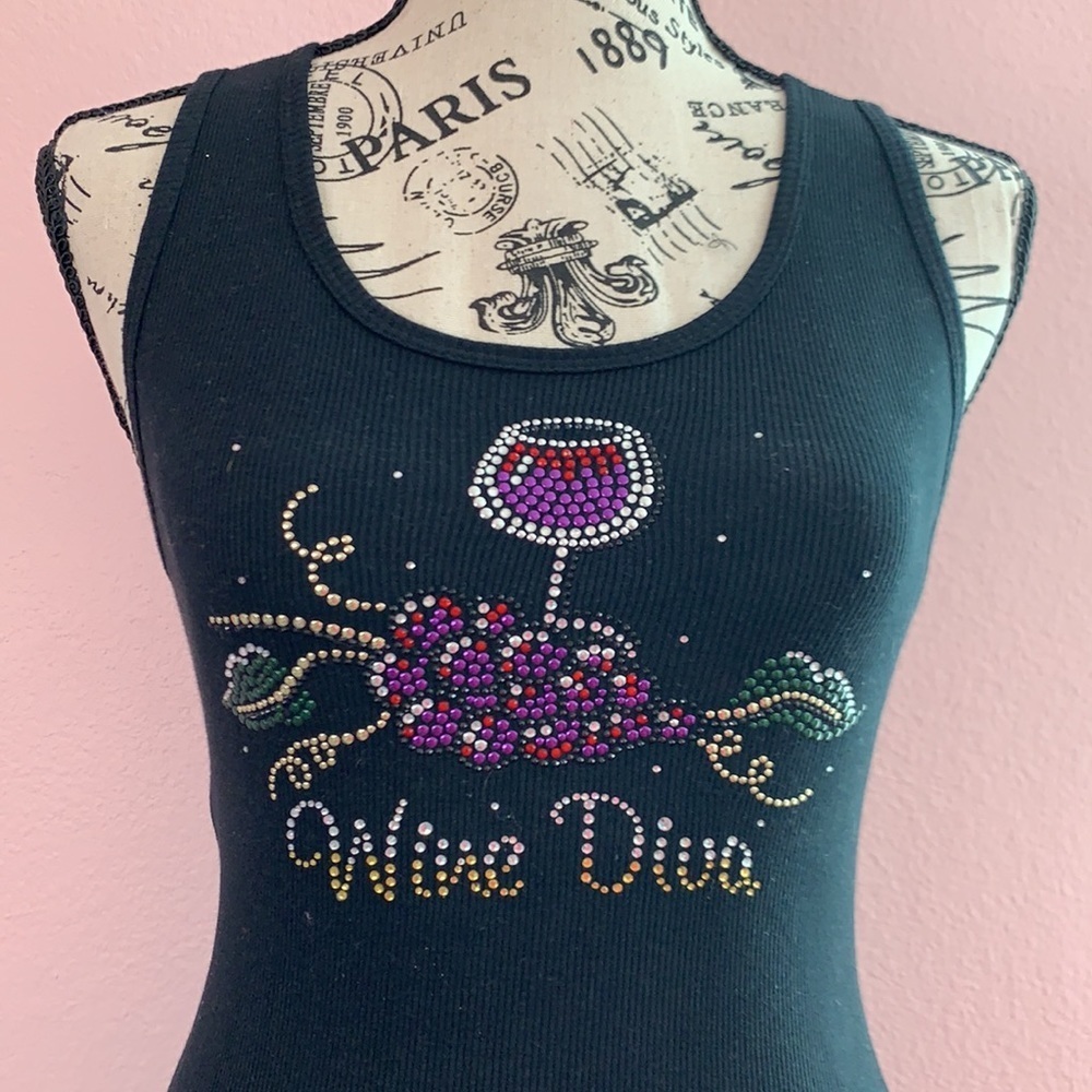 Wine Diva Bling tank top black size M.